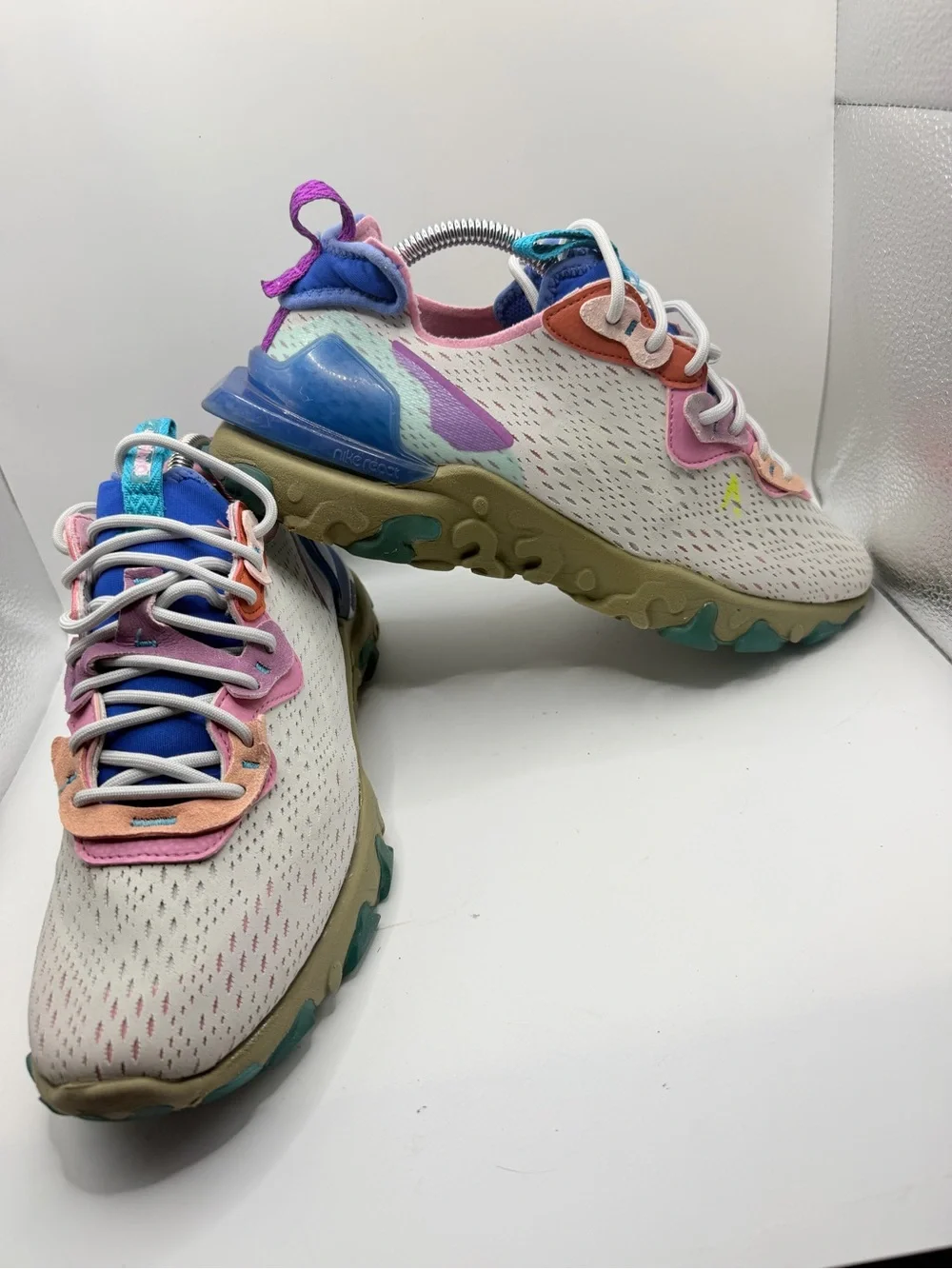 Nike Cream Sneakers with Pink, Purple, Blue and Tan Accents